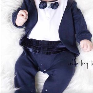 Baby boy one piece tuxedo